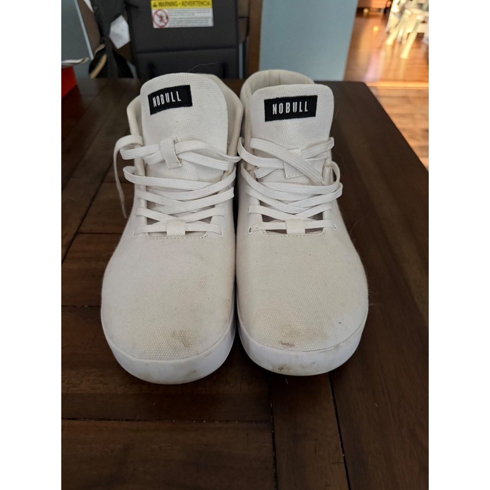 Nobull Canvas Mid Trainer Mens White High Top Training Shoes Sneakers